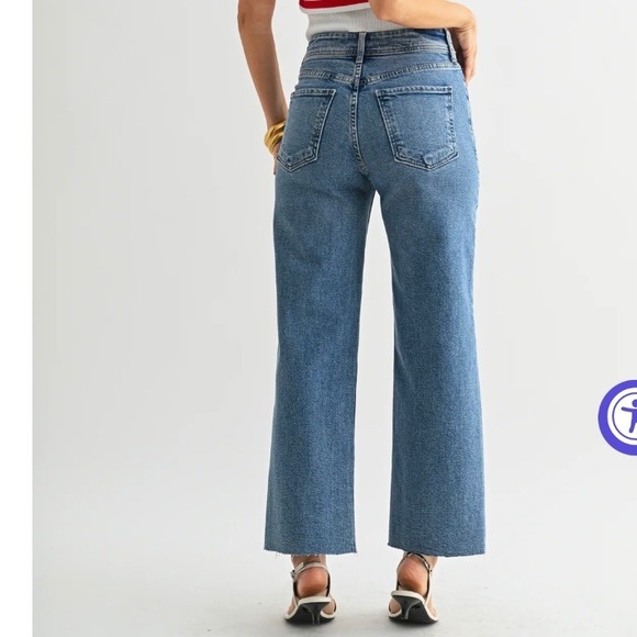 Just Black Denim The Nautical Wide Leg Size 28 Patch Pockets Blue Denim - Picture 7 of 12